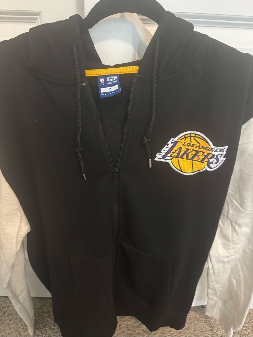Los Angeles Lakers Black and White Hooded Zip Jacket
